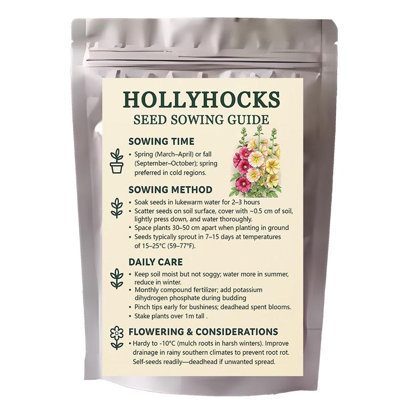 Germinate or Refund] 200pcs Double Hollyhock Seeds 'Radiant Rose’ - Mixed Colors, Non-GMO Heirloom, Biennial for Vibrant & Tall Blooms Plant Garden Outdoor Flower Pot Decorative Tulip