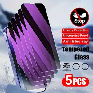 2 in 1 Anti-blue Light Tempered Glass and Privacy Protection Cellphone Screen Protector For iPhone 17/1 7Air/17 Pro/17 Pro Max iPhone 16/13/12/15/11, 5PCS/Set