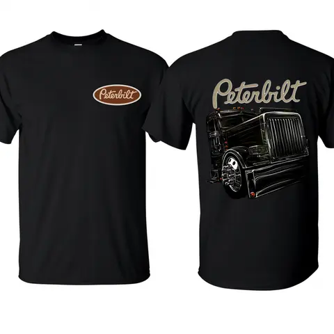 Peterbilt Truck T Shirt Bold Semi Truck Graphic Tee Classic Big Rig Logo Top Retro Diesel Themed Apparel For Truckers Diesel Lovers Hauling Fans Unisex Casual Wear Ideal Gift For Peterbilt Enthusiasts Daily Streetwear