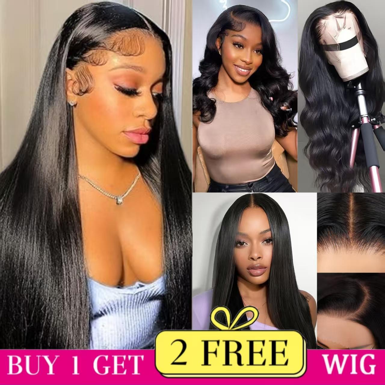 Combo sale [30'+22'+22'] " buy 1 get 3 wig'' 13x4 Body Wave & Straight Lace Front Wigs Human Hair with Baby Hair 180% Density Human Hair Wigs for Black Women