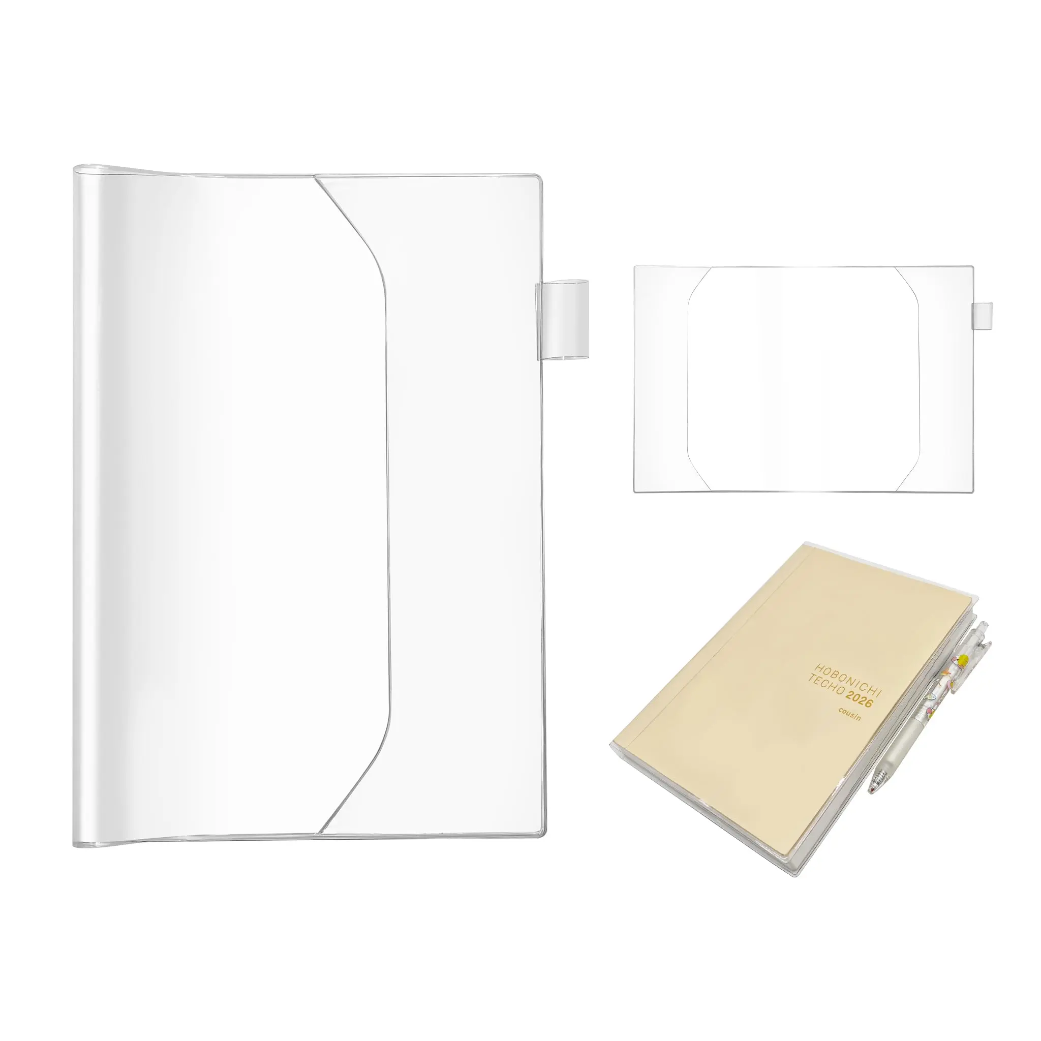 Clear A5 Notebook Cover with Pen Loop, Transparent Waterproof PVC Protective Sleeve for Journals, Planners and Notebooks