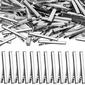 120 Pcs 2.17 Inch Silver Hair Clips Set,Single Prong Flat Metal Hair Bow Alligator Clips for Bows Making Crafts,Christmas Party Gifts,Hand Tools Kits