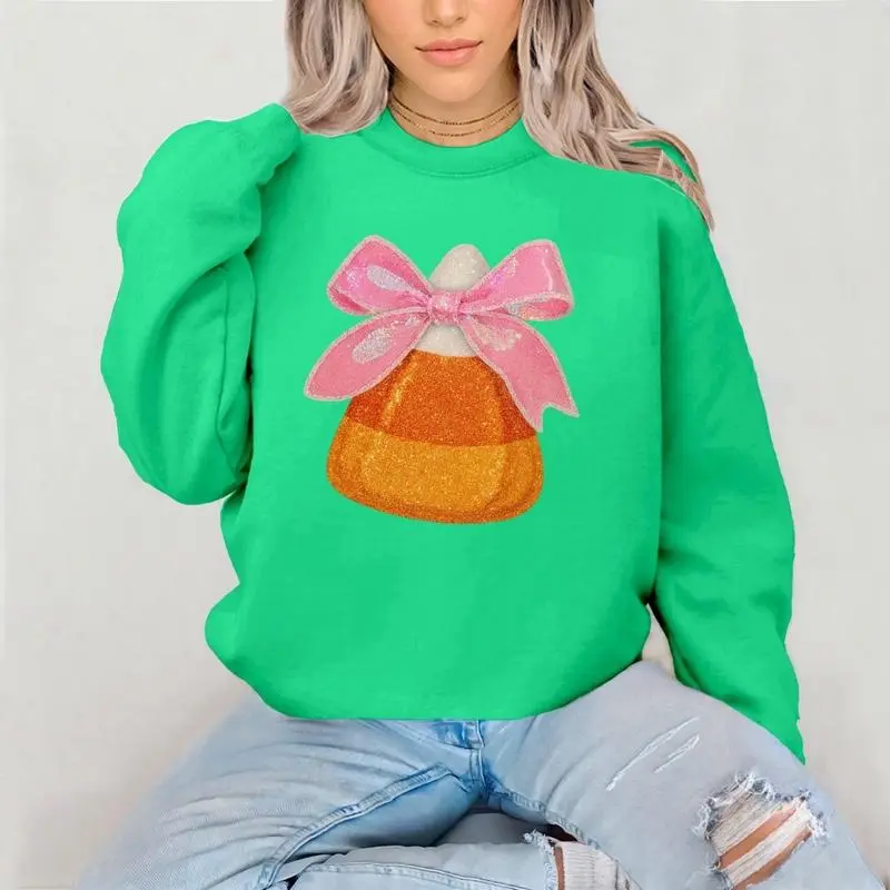 Glitter Candy Corn Crewneck Sweatshirt Gildan Everyday Style Shirtsleeve love casual comfortable super soft relaxed fit unisex Sizing womenswear Streetwear  vintage Crewneck Printed Loose Graphic TopHad