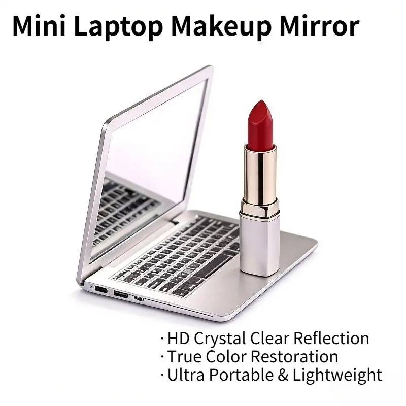 New HD Mini Laptop Vanity Mirror, True Color & Clear Reflection, Compact Lightweight Portable Beauty Makeup Mirror, Travel Hand Mirror for Women, Girls & Travel