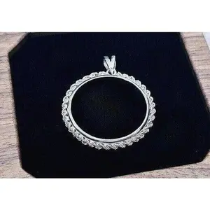 925 Sterling Silver Half Dollar Bezel with Actual Rope Edge 30mm Coins 50 Cents