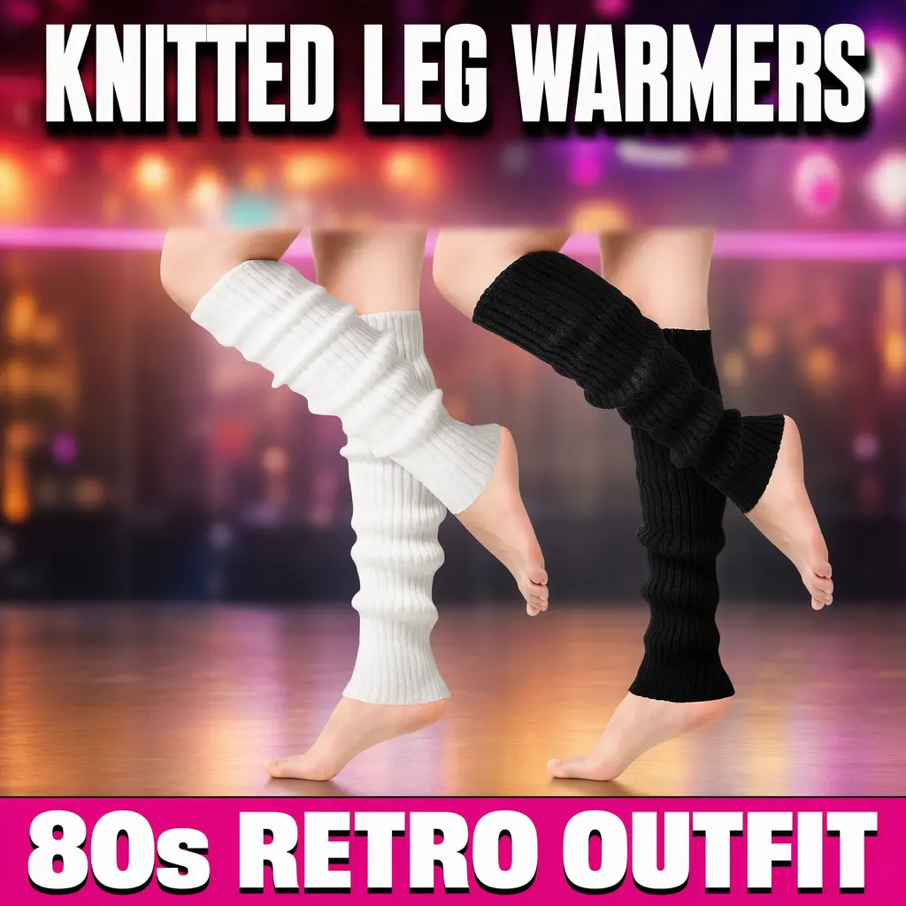 Women's Soft Elastic Polyester Ribbed Knitted Leg Warmers - 80s Fitness Outfit, Matching Accessory for Party & Daily Wear, Dances