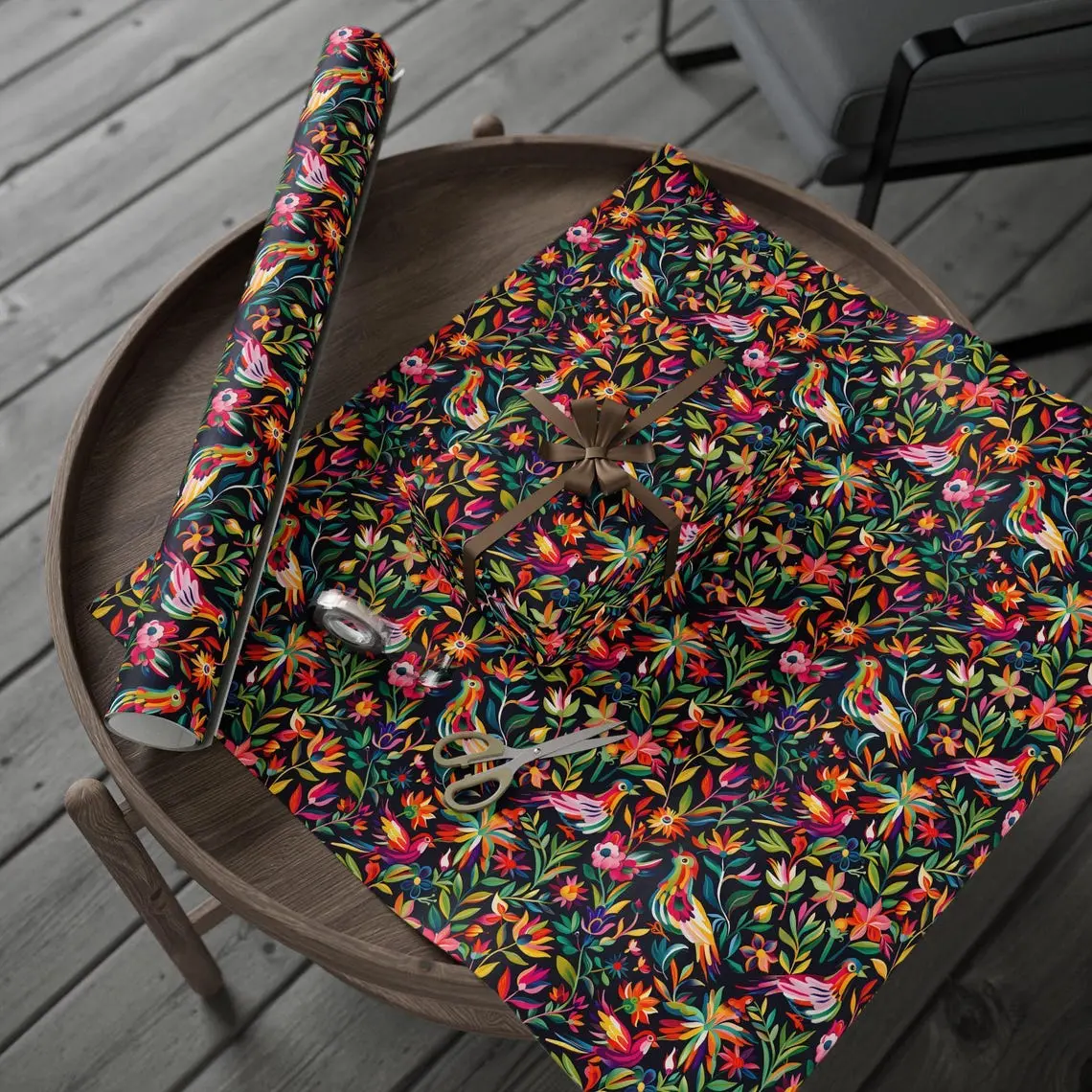 Beautiful Mexican Otomi Style Wrapping Paper, Vibrant Colorful Otomi Gift Wrap for Holidays, Weddings, and Christmas