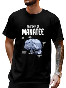 100% Cotton Anatomy of Manatee Funny Sea Animal Chubby Manatee Lovers T-Shirt