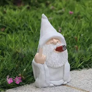 Funny Garden Gnome Statue, 5.9 Inch Smoking Wizard Dwarf Figurine, Outdoor Lawn Yard Decor, Easter Halloween Home Decoration