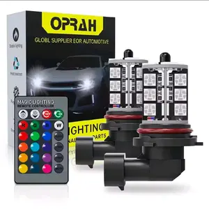 2pcs H8 H9 H11 Compatible 12V LED Car Front Fog Bulbs with Remote Control, Multicolor Automotive Replacement Bulbs