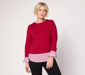 Susan Graver Weekend French Terry with Woven Combo Top