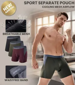 3-Pack Separatec Men's Sports Separate Pouch Boxer Briefs - Breathable Mesh, Chafe-Free, Quick-Dry, Waist-Free Band, Cooling Airflow, Ideal for Active Wear Youth Underwear Dry Fit men's intimates