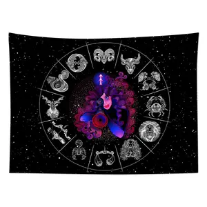 Constellation Sagittarius Black Tapestry Wall Hanging Bedspread Art Home Decor
