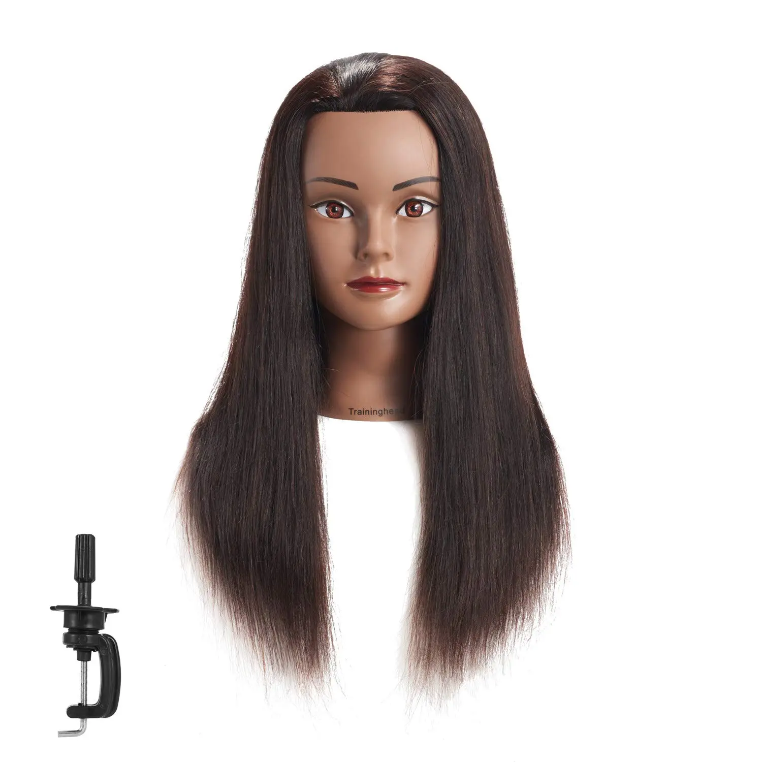 Traininghead 20-22"  Human hair Mannequin     Manikin  Doll  with free Clamp (black)