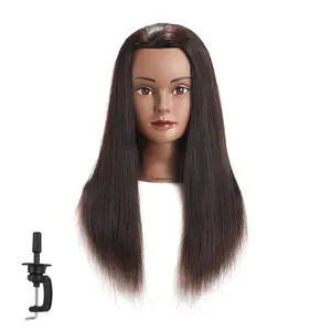 Traininghead 20-22"  Human hair Mannequin     Manikin  Doll  with free Clamp (black)