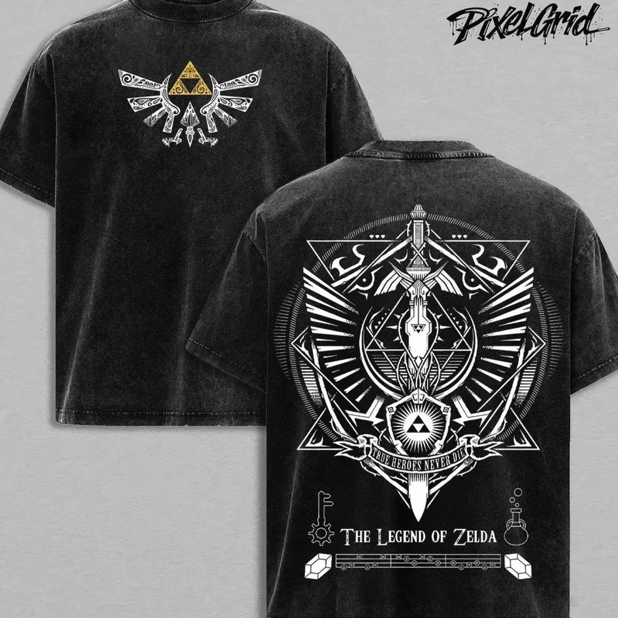 Inspired The Legend of Zelda Graphic T Shirt, Oversized Heavy Cotton Washed Tee, New Drop for Classic Fantasy Gamers, Vintage Style for Adventure Fans, Cosplay Streetwear NUT M40