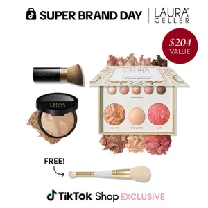 Laura Geller Tuscan Dreams Baked Starter Kit - Foundation, Blush, Highlighter, Eyeshadows, & Kabuki Brush