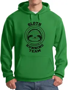 Tstars Men's Sloth Running Team Hoodie - Long Sleeve Pullover with Graphic Design, 50% Cotton 50% Polyester, Cozy Fleece Fabric, Center Pouch Pocket, True to Size Fit, Ideal Gift