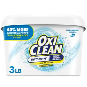 OxiClean White Revive Laundry Whitener and Stain Remover Powder 3 lb, 40% More Whitening Power Than Chlorine Bleach, Safe on Colors