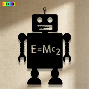 1pc Avant-Garde Robot with E=Mc² Metal Wall Art, Avant-Garde Robot with E=Mc² Statue Mural, Iron Craft, Perfect for Gallery, Studio, Office Wall Decor, Intricate Craftsmanship, Silhouette Wall Decor, Halloween Decor, Ideal Gift for Trend Seekers