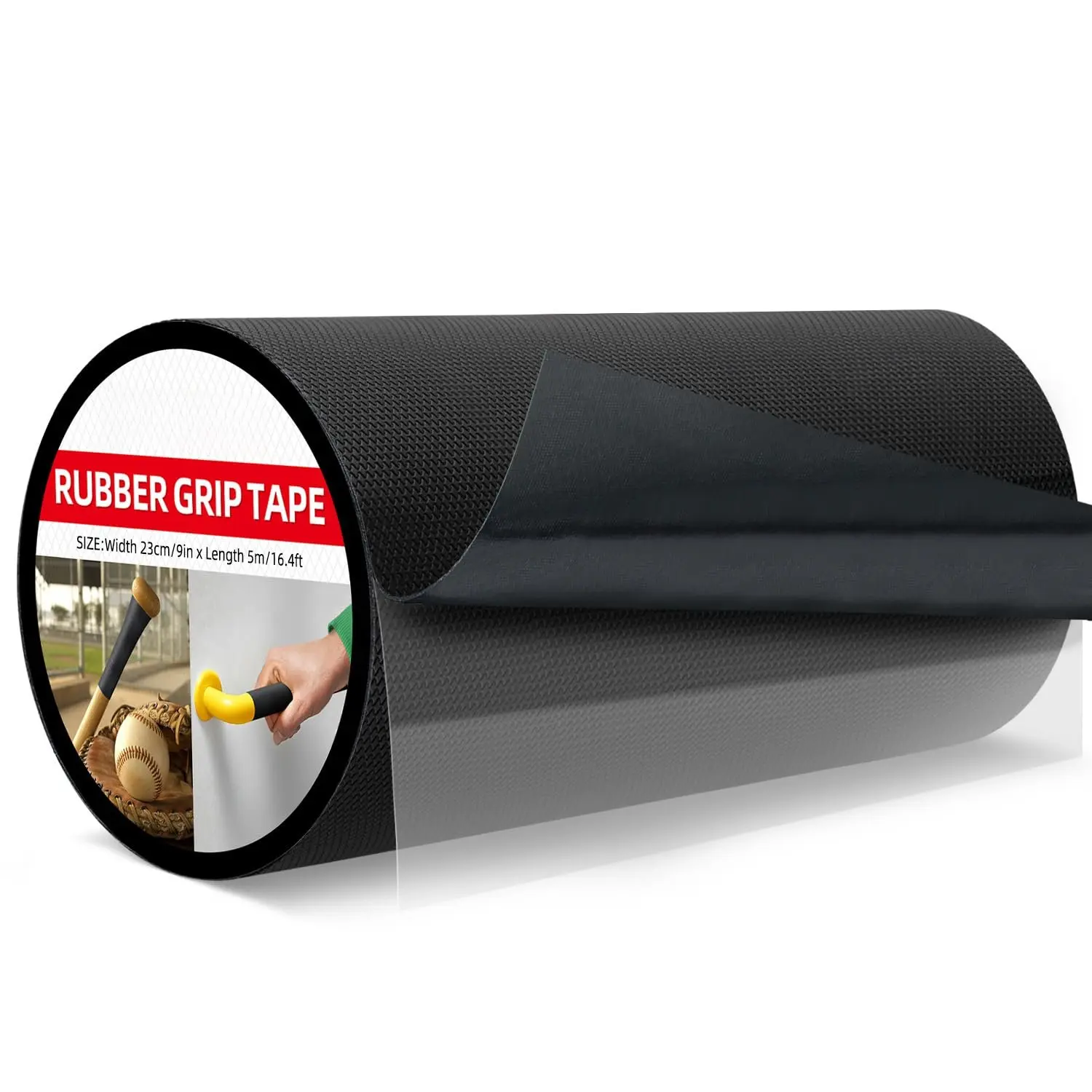 9" x 16.4FT Rubber Skateboard Grip Tape - Extra Wide Anti-Slip Traction Sheet, Non-Abrasive  Grip Tape for Skateboard Decks, Scooters, Tool Handles, and Stairs - Black