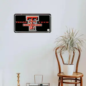 Texas Tech Red Raiders Aluminum Auto License Plate, 1 Count Car & Truck Decoration Metal Sign, Wall Art for Home Living Room Bedroom Decor
