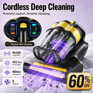 【Mother’s Day Gift】Mr.ego Cordless Mattress Vacuum Cleaner, 16kPa Ultra-Deep Suction Bed Vacuum with 90,000 Taps/Min Beating, 253.7nm UV-C Light, 40kHz Ultrasonic, LED Digital Mite Display, Aroma System, 2-Speed for Bed Sofa Couch
