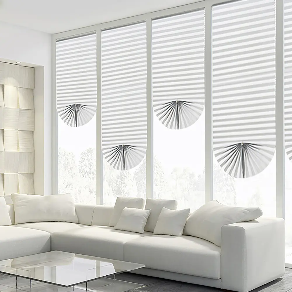 Self-Adhesive Pleated Window Shades, Blackout & Light Filtering Options, No Drill Temporary Blinds for Bedroom & Living Room