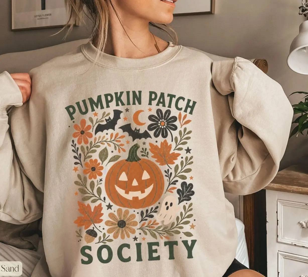 Pumpkin Patch Society Sweatshirt, Jack O Lantern Halloween Sweatshirt, Funny Pumpkin Season Graphic Crewneck, Cozy Spooky Season Party Outfit, Vintage Fall Autumn Aesthetic Apparel, Cute School Teacher Halloween Gift Idea for Women & Men