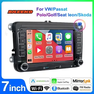 Bileeko Carplay Android Auto Car Stereo, 7 Inch HD Screen, 2din, Compatible with Seat Skoda, Rds Airplay, Vehicle Entertainment System