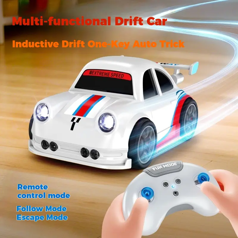 RC 4WD Drift Car, 2.4GHz Remote Control Stunt Car, 15km/h Smart Sensor Car with Follow Mode & Obstacle Avoidance, Colorful Body Lights, Built-in Long-Life Battery & USB Charging. Perfect for Kids & Adult Hobbyists.