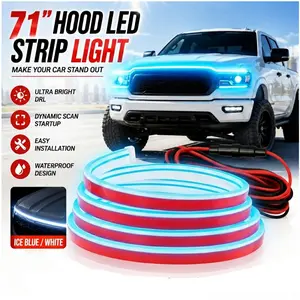 Ice Blue Dynamic Car Hood LED Strip,High Brightness Startup DRL Strip,Waterproof Exterior Ambient Lighting for Truck/SUV,2026 New TikTokDeal Idea Father's Day Gift
