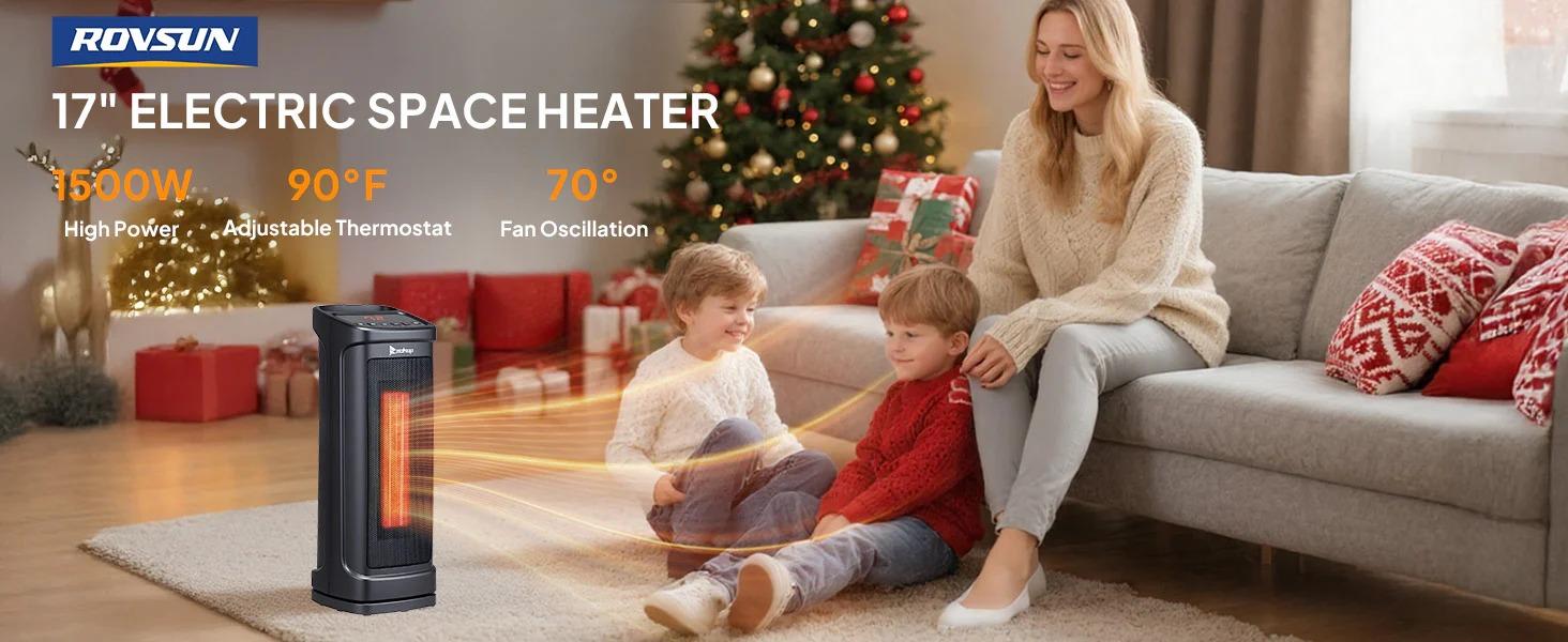 [TOP RATED - FLASH SALE] ROVSUN 17" High 1500W 120V Electric Tower Heater