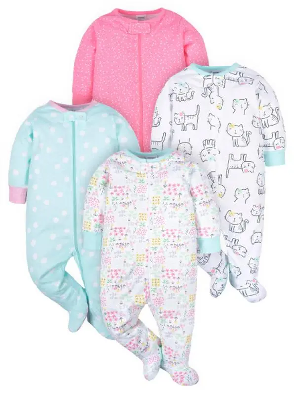 Onesies Brand Baby Girls' 4-Pack, Cats