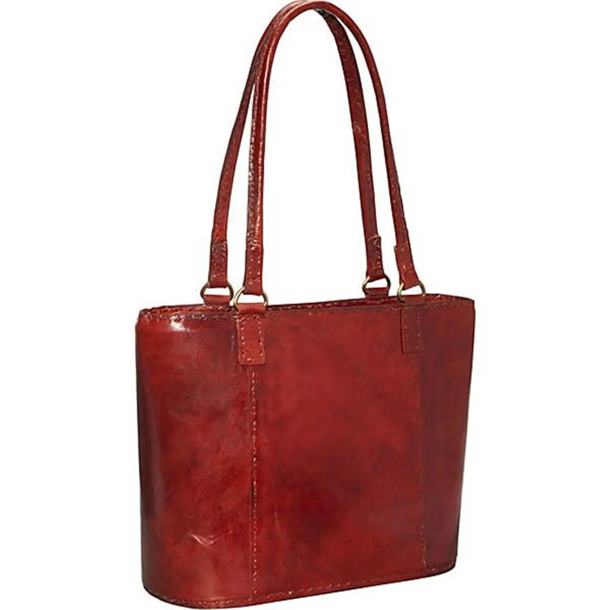 212 MAIN Women's Large Maroon-Burgundy Genuine Leather Travel Bag, Antique Brass Contrast Stitch, Top Handle, Zipper Lock, Luggage-Ready Tote
