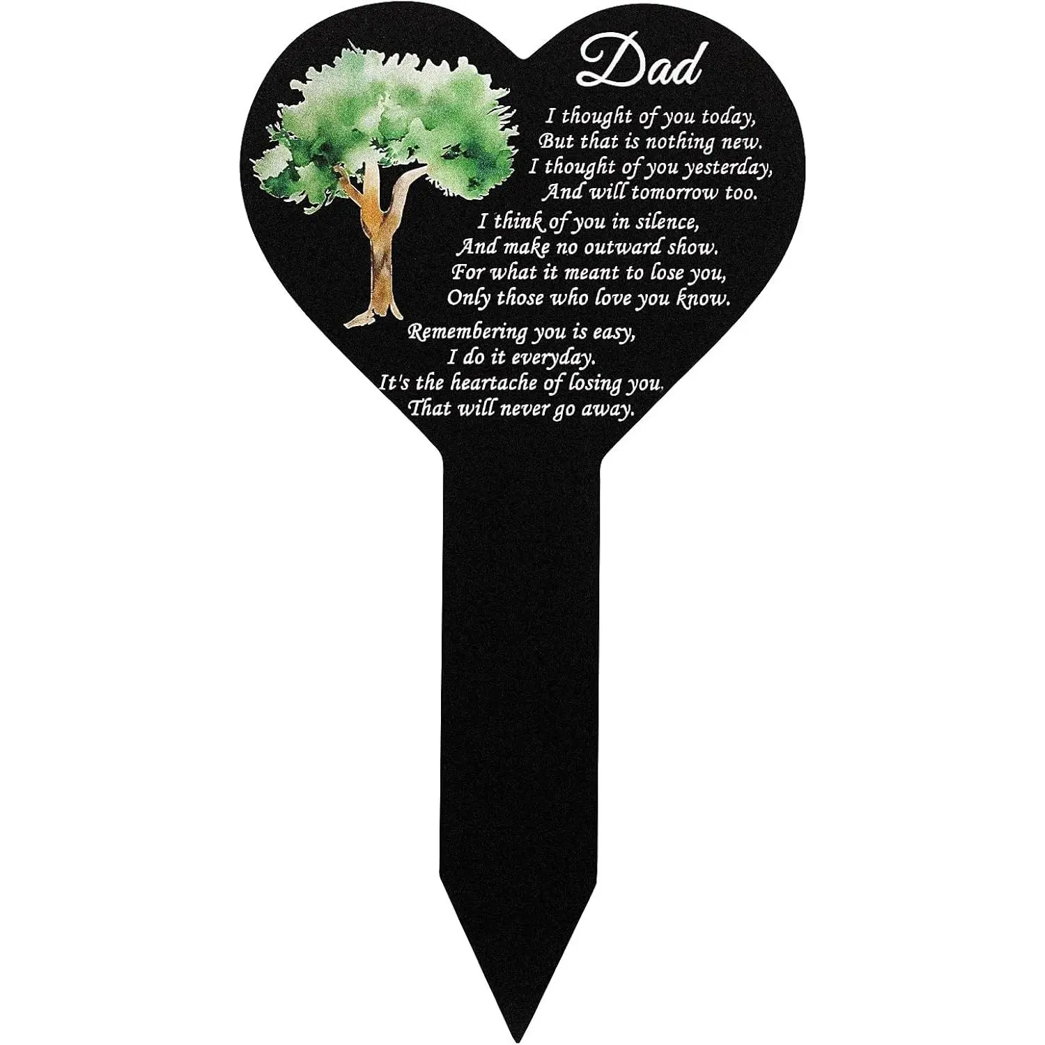 Metal Heart Cross Grave Marker - 11.81x6.5x0.04in Sturdy Weather-Resistant Funerary Garden Stake, Smooth Surface Dad Memorial Gift, Outdoor Yard Cemetery Decor, 11.81 X 6.5 X 0.04 Inches