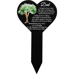 Metal Heart Cross Grave Marker  Dad Memorial Grave Stake Garden Remembrance Signs Sympathy for Dad Cemetery Decorations Outdoor Yard Signs