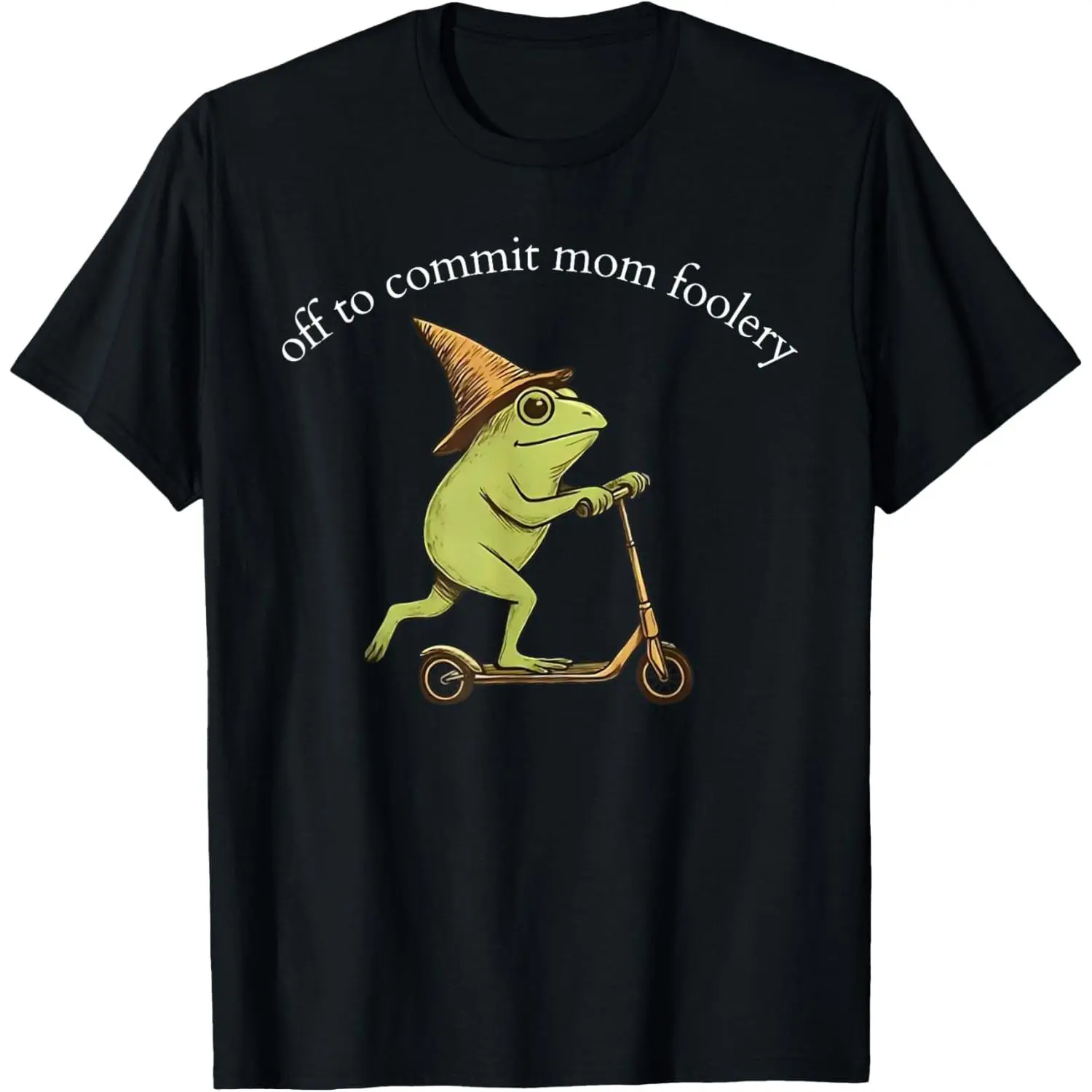 Women's Funny Frog Graphic T-Shirt, 'Off to Commit Mom Foolery' Saying, 100% Cotton Retro Top for Mother's Day, Clothes