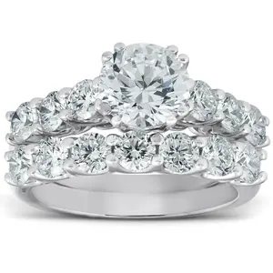 3 Ct Diamond Engagement Wedding Bridal Ring Set14k White Gold Lab Grown