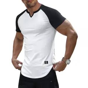 JMIERR Mens Muscle Slim T Shirt V-Neck Longline Henley Shirt Gym Workout Athletic Tee Shirts, men gifts