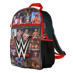 WWE Backpack Wrestler Squares Design 16" Multipurpose Tote Bag with Adjustable Straps