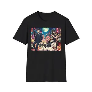 Spy x Family Graphic Tee, Anya, Loid & Yor Anime Poster T-Shirt for Men & Women, Vintage-Inspired Cotton Short Sleeve Top, Casual Streetwear, Trendy Everyday Outfit, Anime Fan Fashion