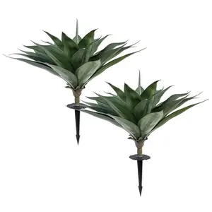 2.1FT Artificial Agave with Ground Stakes, 2-Piece Set, Perfect for Living Room, Entryway, Office & Outdoor Landscape Decoration, Ideal Ornament for Housewarming, Festivals and Business Gifts outdoorfun