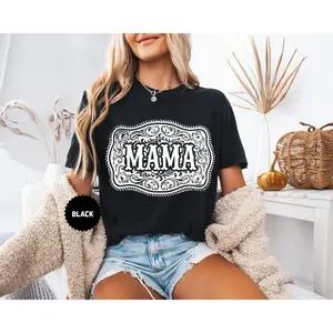 Comfort Colors Western Mama T-Shirt, Trendy Cowgirl Rodeo Graphic Tee, Casual Shirt for Moms, Country Western Style Top for Women - HARSIN