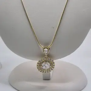 clear zircoin pendant with chain
