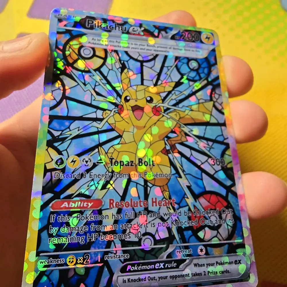 Pikachu EX Stained Glass Custom Card | Bubble Holo / Shattered Glass Holo - TikTok Shop Pikachu EX Stained Glass Custom Card | Bubble Holo / Shattered Glass Holo - TikTok Shop