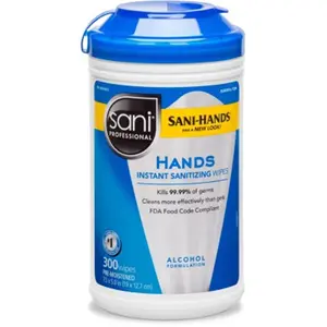 Nice Pak NICP92084 Sani Hands Instant Hand Sanitizing Wipes - White, Moisturizer, Gentle