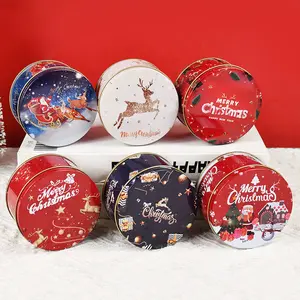 1/4/6Pcs Christmas Gift Box Metal Tin Candy Cookie Packaging Box Containers Kids New Year Gift Decor Xmas Party Supplies Navidad