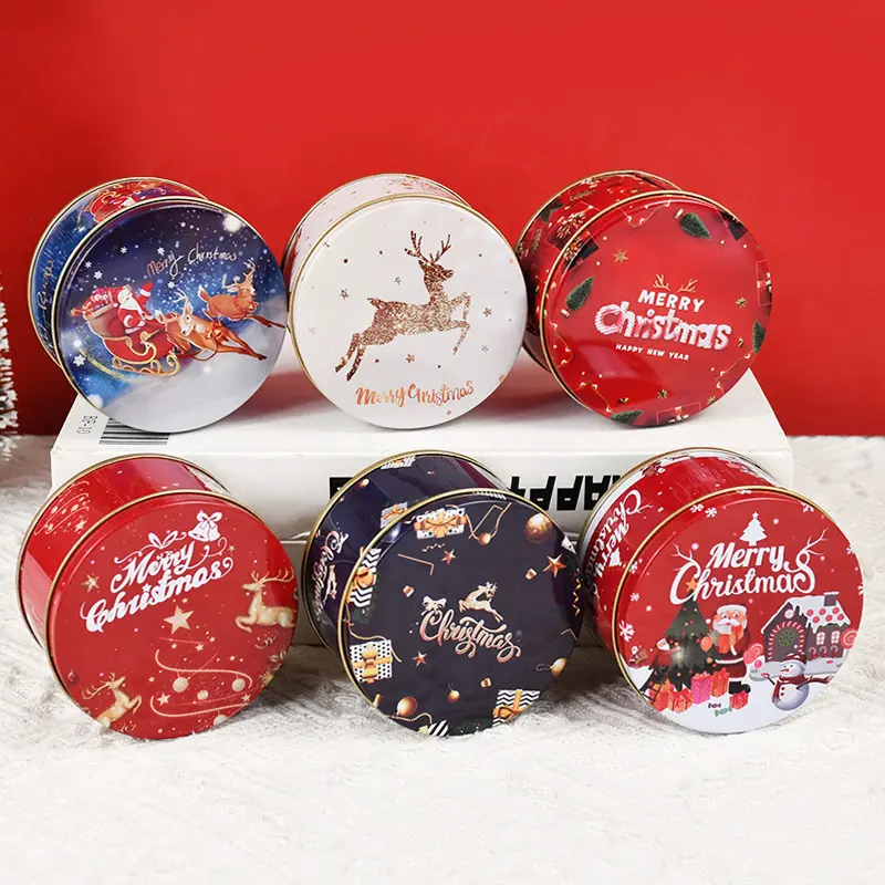 Metal Tin Christmas Gift Boxes - 6pcs Mix (1pc to 4pcs Options), Candy Cookie Packaging Containers, Festive Party Supplies for All Ages, Navidad Home Decor