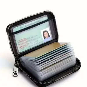 Card Holder Wallet Unisex Zippered for Bank Credit Debit Business ID Cards Multiple Slots Everyday Office Organizer Zipper Wallet Design